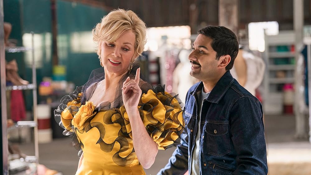 Jean Smart and Mark Indelicato laughing on the Season 4 red carpet